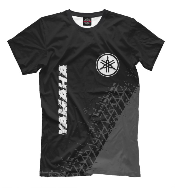 Мужская футболка с изображением Yamaha Speed Tires на темном цвета Белый