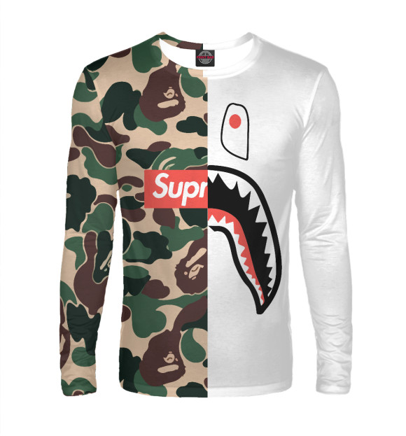 Мужской лонгслив с изображением BAPE цвета Белый