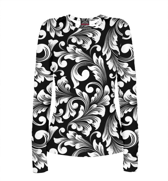 Женский лонгслив с изображением Природный орнамент цвета Белый