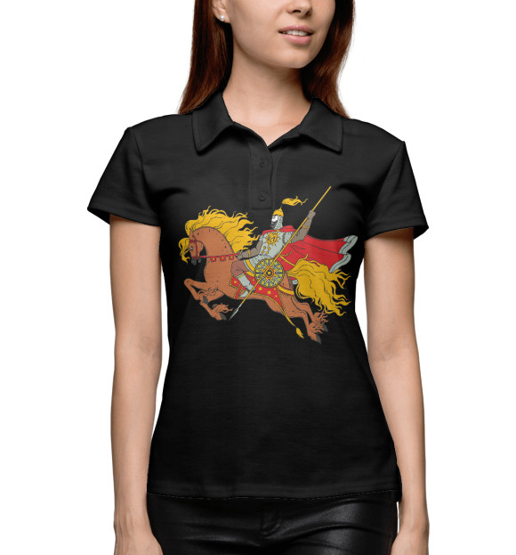 Женское поло с изображением Богатырь цвета Белый