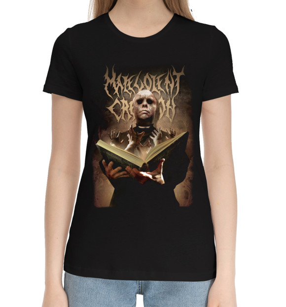 Женская хлопковая футболка с изображением Malevolentcreation цвета Черный