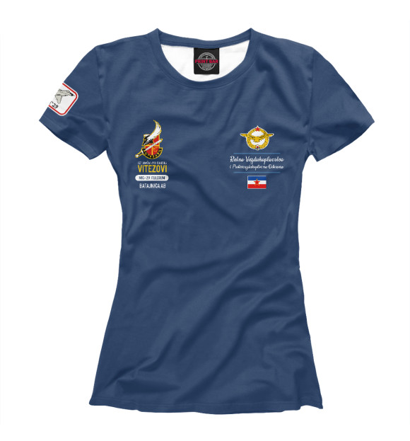 Женская футболка с изображением ВВС Югославии - эскадрилья ВИТЯЗИ цвета Белый