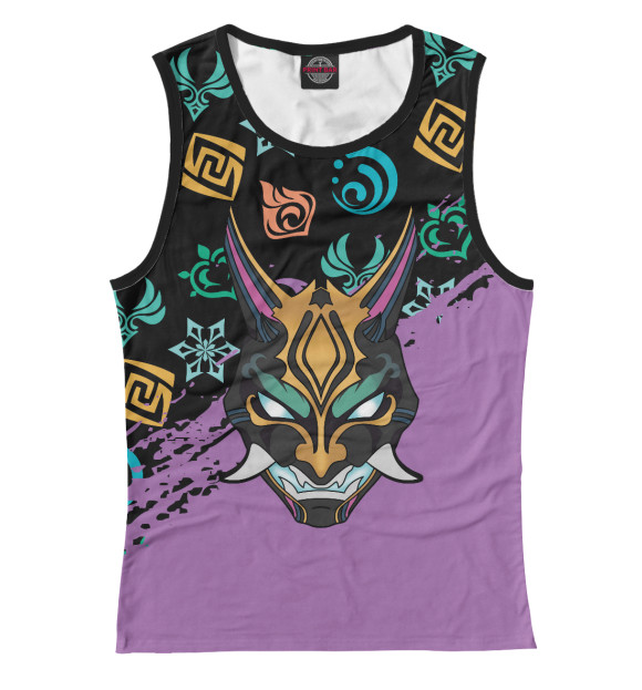 Майка для девочки с изображением Сяо, Xiao цвета Белый