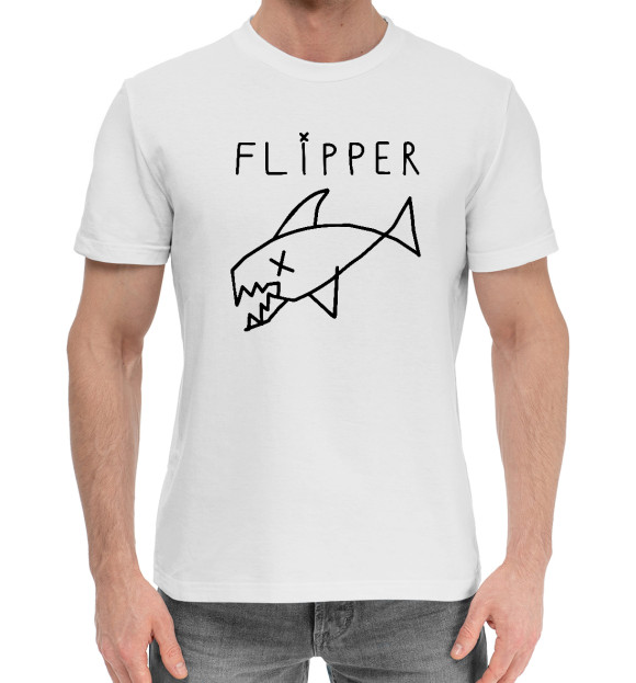Мужская хлопковая футболка с изображением Flipper Nirvana цвета Белый