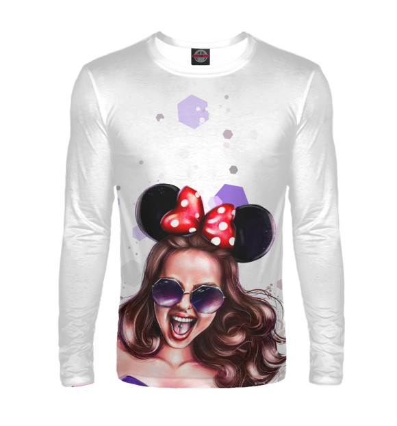 Мужской лонгслив с изображением Девочка на драйве цвета Белый