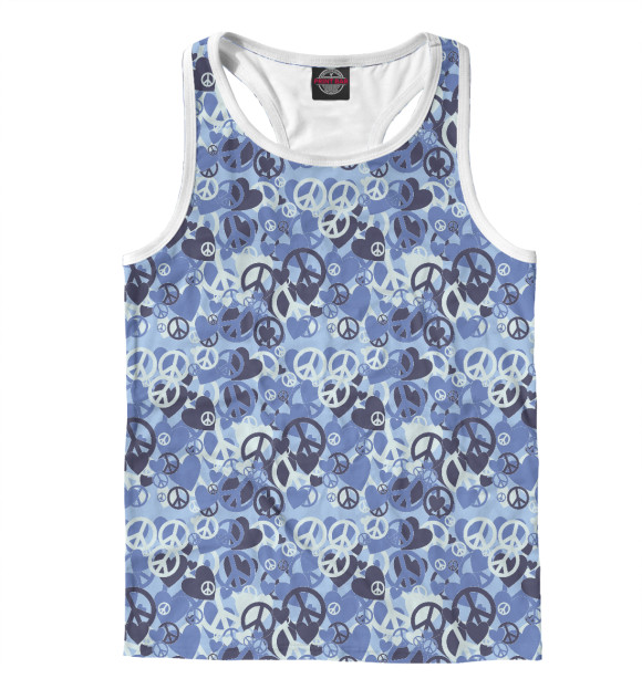 Мужская майка-борцовка с изображением Мир, Любовь, Пацифизм цвета Белый