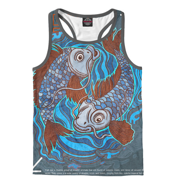 Мужская майка-борцовка с изображением Карпы плавают в воде цвета Белый