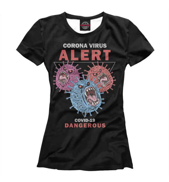 Женская футболка с изображением Corona Virus цвета Белый