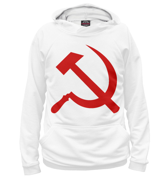 Женское худи с изображением СССР - серп и молот цвета Белый