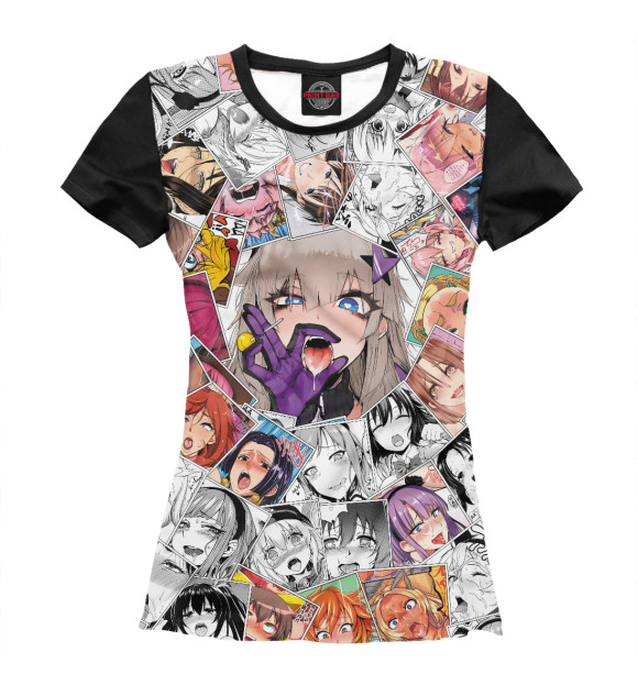 Футболка для девочек с изображением Ahegao завихрение цвета Белый