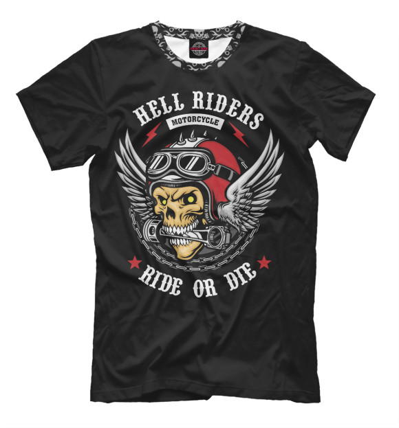 Мужская футболка с изображением Hell Riders цвета Белый