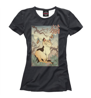 Женская футболка Пейзаж с котиком