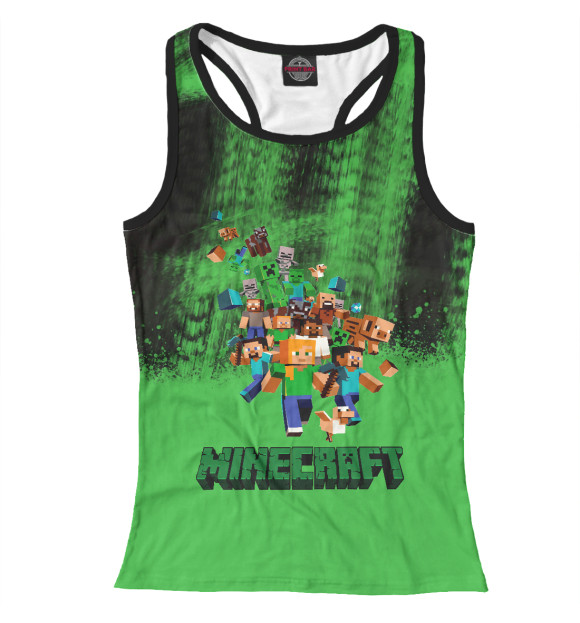 Женская майка-борцовка с изображением MineCraft | Майнкрафт цвета Белый