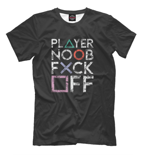 Мужская футболка с изображением Player noob f*ck off цвета Белый