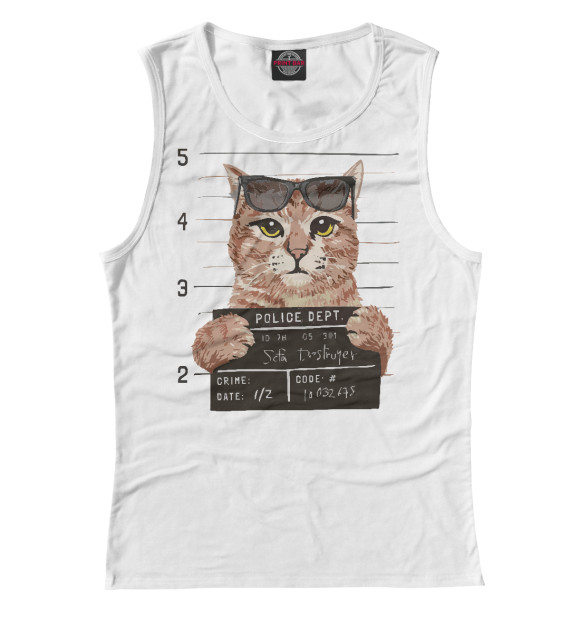 Майка для девочки с изображением Кота замели цвета Белый