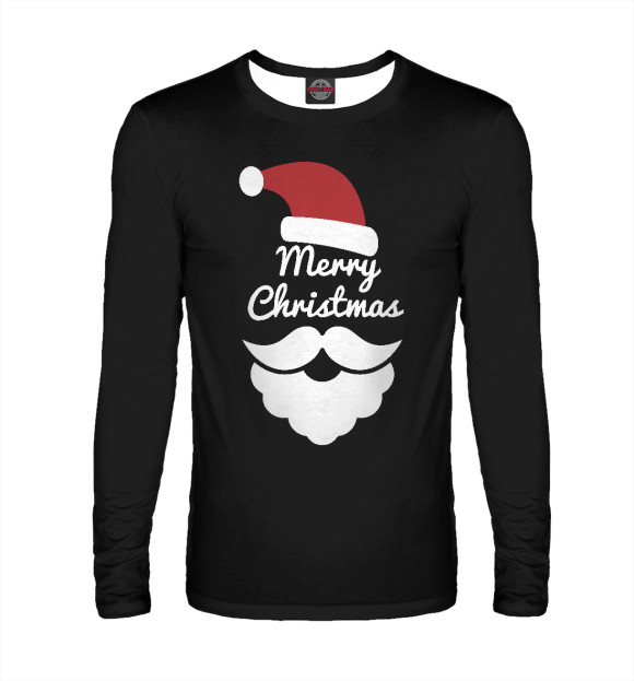 Мужской лонгслив с изображением Merry Christmas цвета Белый
