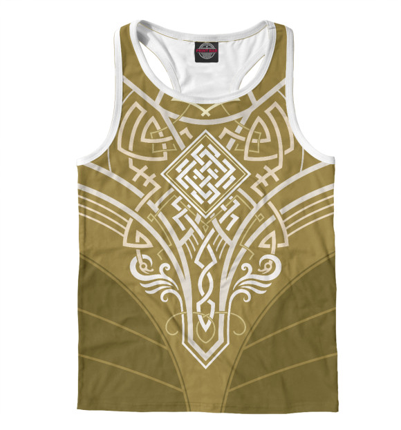 Мужская майка-борцовка с изображением Славянский символ белобог цвета Белый