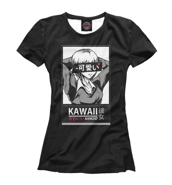 Женская футболка с изображением Kawaii Kanojo цвета Белый