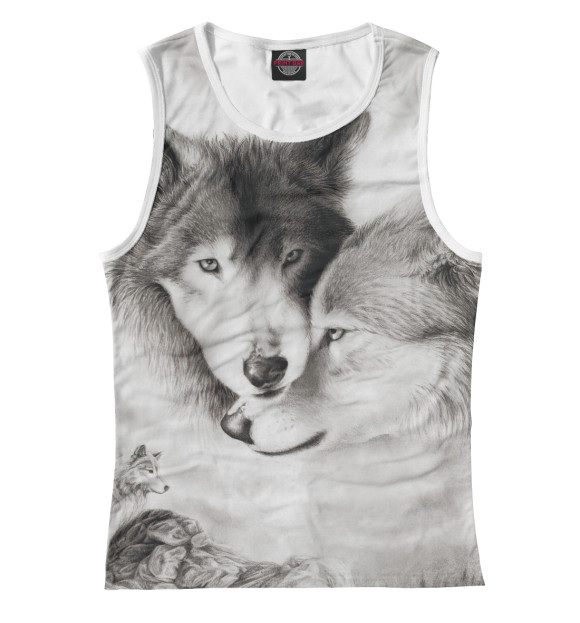 Майка для девочки с изображением Любовь: волк и волчица цвета Белый