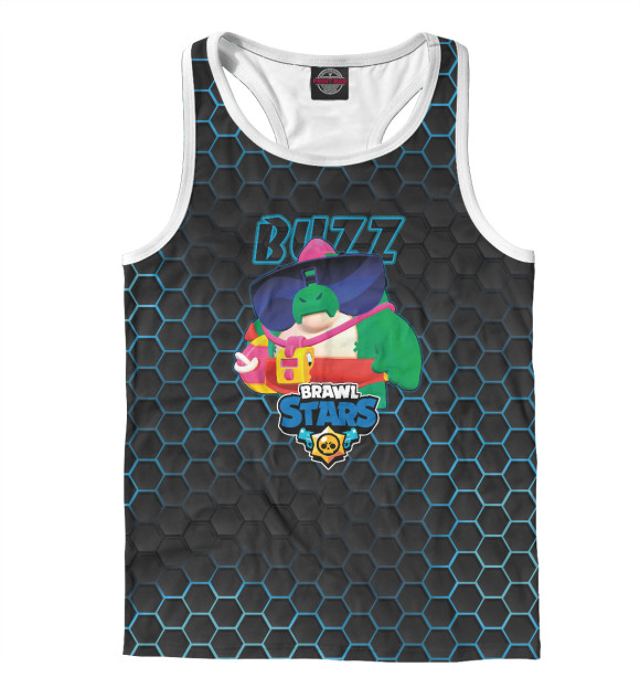 Мужская майка-борцовка с изображением Базз. Brawl Stars цвета Белый