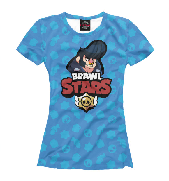 Женская футболка с притом Brawl Stars Bull цвета Белый Женская футболка с изображением Brawl Stars Bull цвета Белый