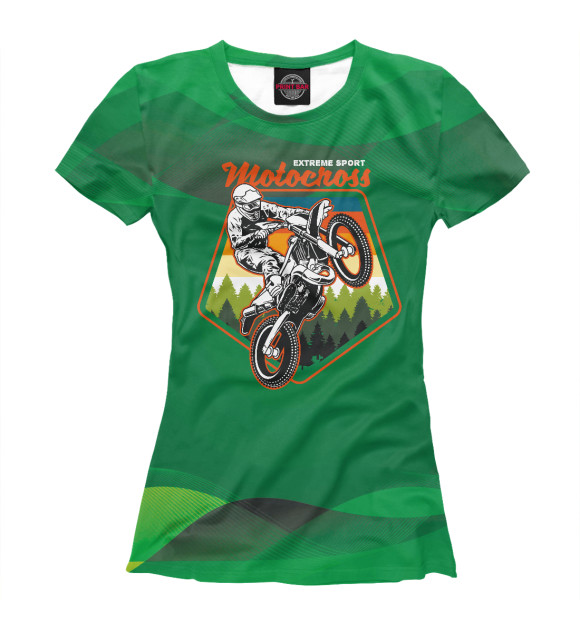 Женская футболка с изображением Мотокросс Motocross цвета Белый