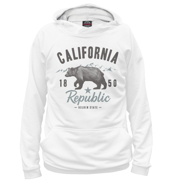 Мужское худи с изображением California цвета Белый