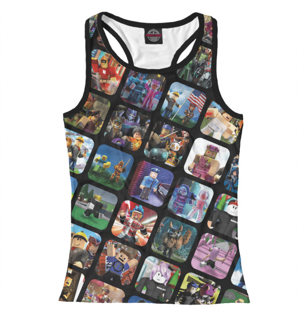 Женская майка-борцовка с изображением Роблокс сюжеты цвета Белый