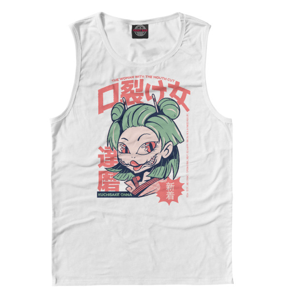 Мужская майка с изображением Kuchisake Onna Demon цвета Белый