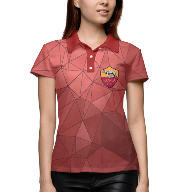 Женское поло с изображением ROMA цвета Белый