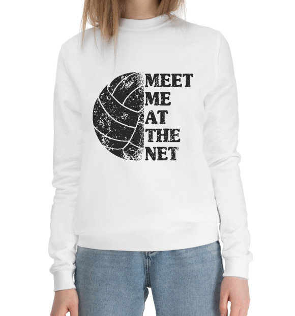 Женский хлопковый свитшот с изображением Встретимся у сетки цвета Белый