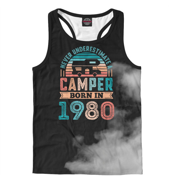 Мужская майка-борцовка с изображением Camper born in 1980 цвета Белый