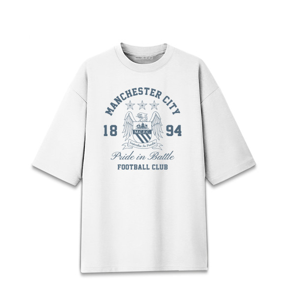 Женская футболка оверсайз с притом Манчестер Сити цвета Белый Женская футболка оверсайз с изображением Манчестер Сити цвета Белый