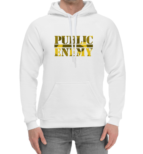 Мужской хлопковый худи с изображением Public Enemy цвета Белый