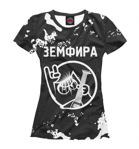 Женская футболка с изображением Земфира + Кот цвета Белый