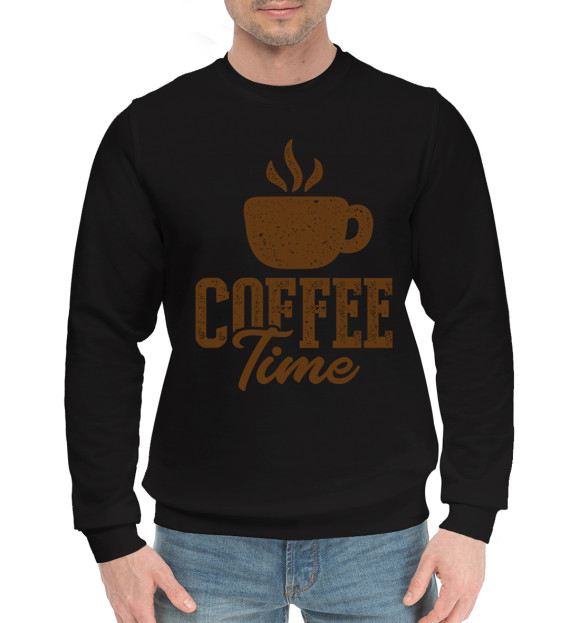 Мужской хлопковый свитшот с изображением Coffee Time цвета Черный