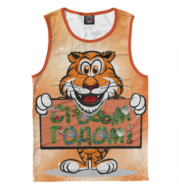 Мужская майка с изображением Тигр цвета Белый