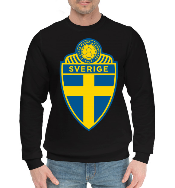 Мужской хлопковый свитшот с изображением Сборная Швеции цвета Черный