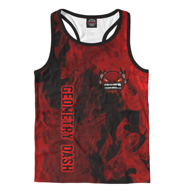 Мужская майка-борцовка с изображением Geometry Dash цвета Белый