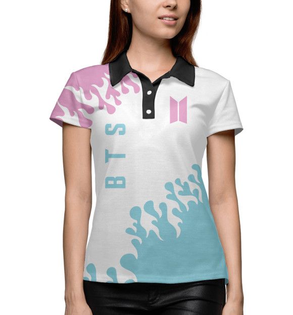 Женское поло с изображением BTS цвета Белый