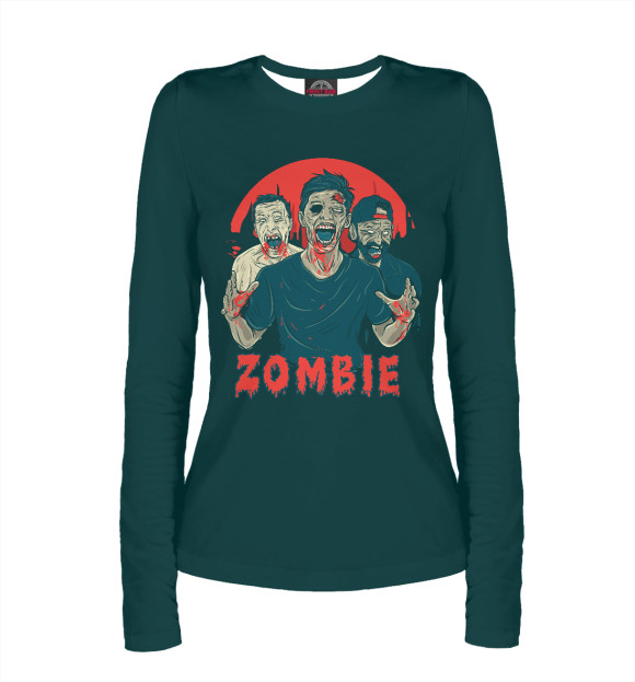 Женский лонгслив с изображением ZOMBIE цвета Белый