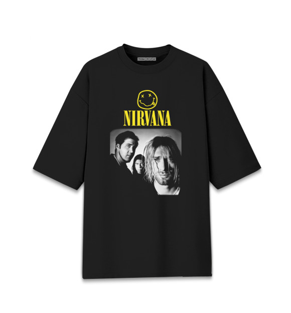 Мужская футболка оверсайз с изображением Nirvana цвета Черный