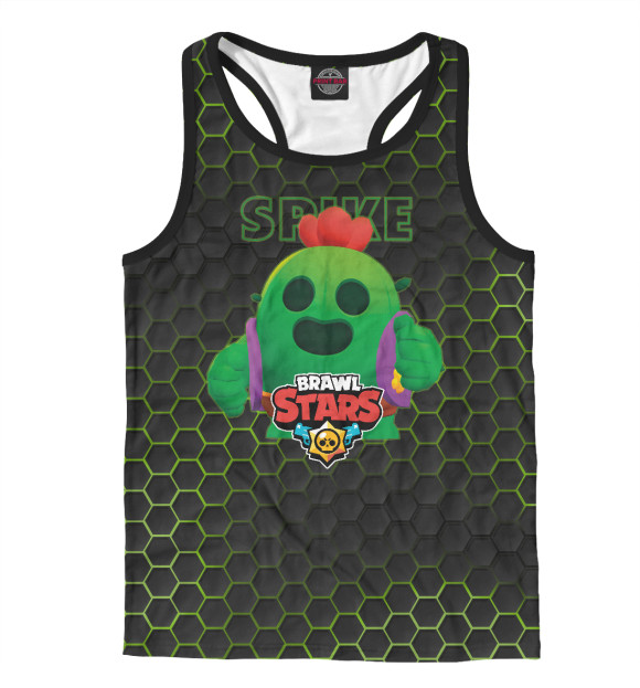 Мужская майка-борцовка с изображением Спайк. Brawl Stars цвета Белый