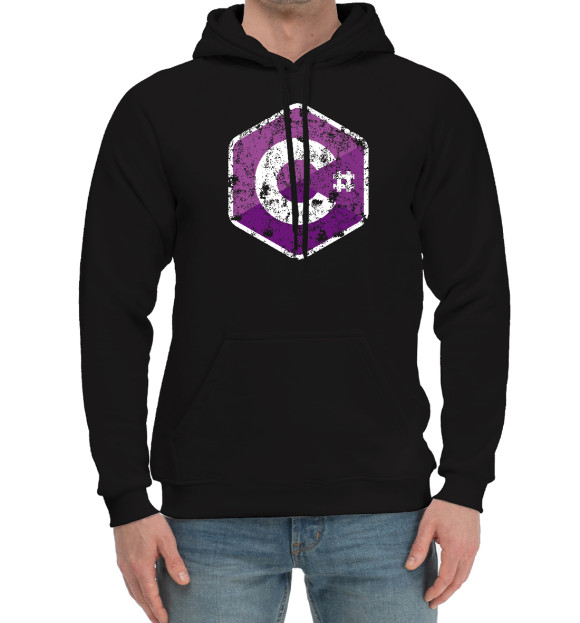 Мужской хлопковый худи с изображением C Sharp Grunge Logo цвета Черный