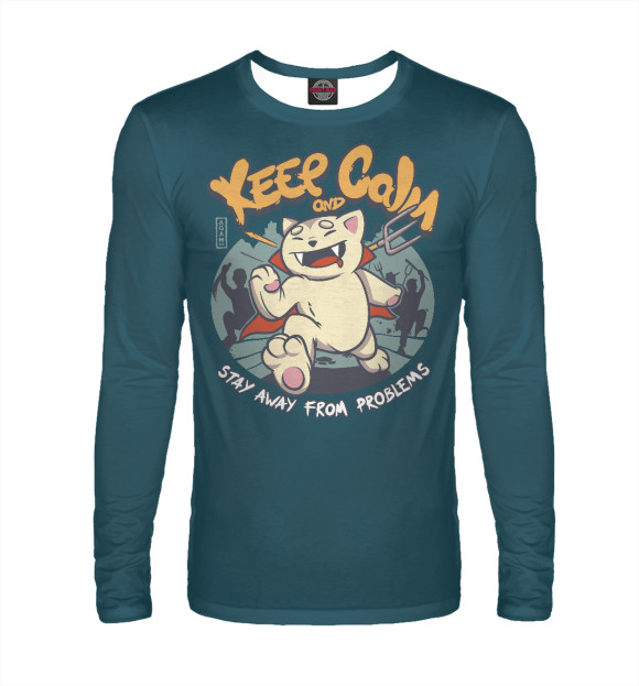 Мужской лонгслив с изображением Keep Calm and Stay Away From Problems цвета Белый