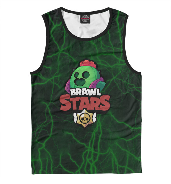 Мужская майка с изображением Brawl Stars:Spike цвета Белый