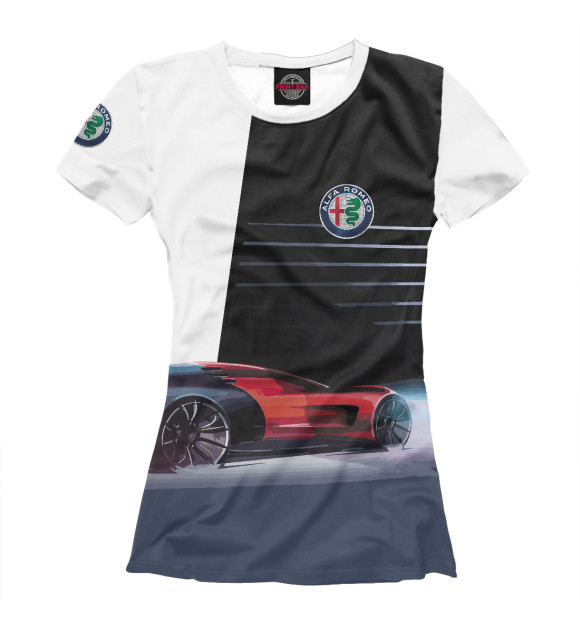 Футболка для девочек с изображением Alfa Romeo sketch цвета Белый