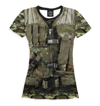 Женская футболка Бронежилет милитари