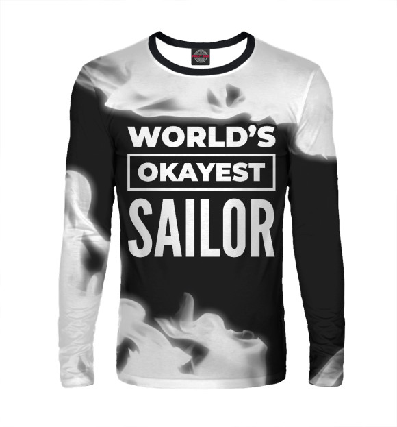 Мужской лонгслив с изображением World's okayest Sailor цвета Белый