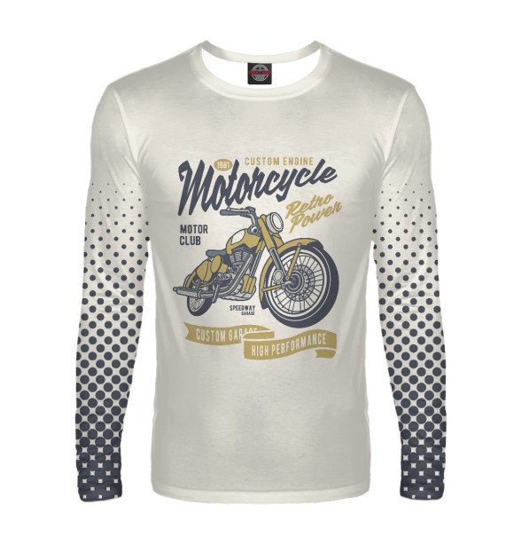Мужской лонгслив с изображением Мотоцикл цвета Белый